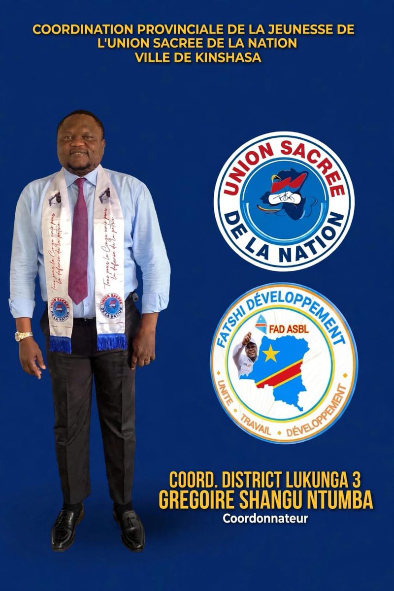 SNProOfficiel's tweet photo. Instant News 243
KINSHASA – POLITIQUE : GRÉGOIRE SHANGU NOMMÉ COORDONNATEUR DE DISTRICT LUKUNGA 3 DE LA JEUNESSE DE L’UNION SACRÉE.

Le nouveau coordonnateur est appelé à assurer l’animation et la coordination des activités de la Jeunesse de l’USN dans son ressort. https://t.co/4Qr4YfIXfz