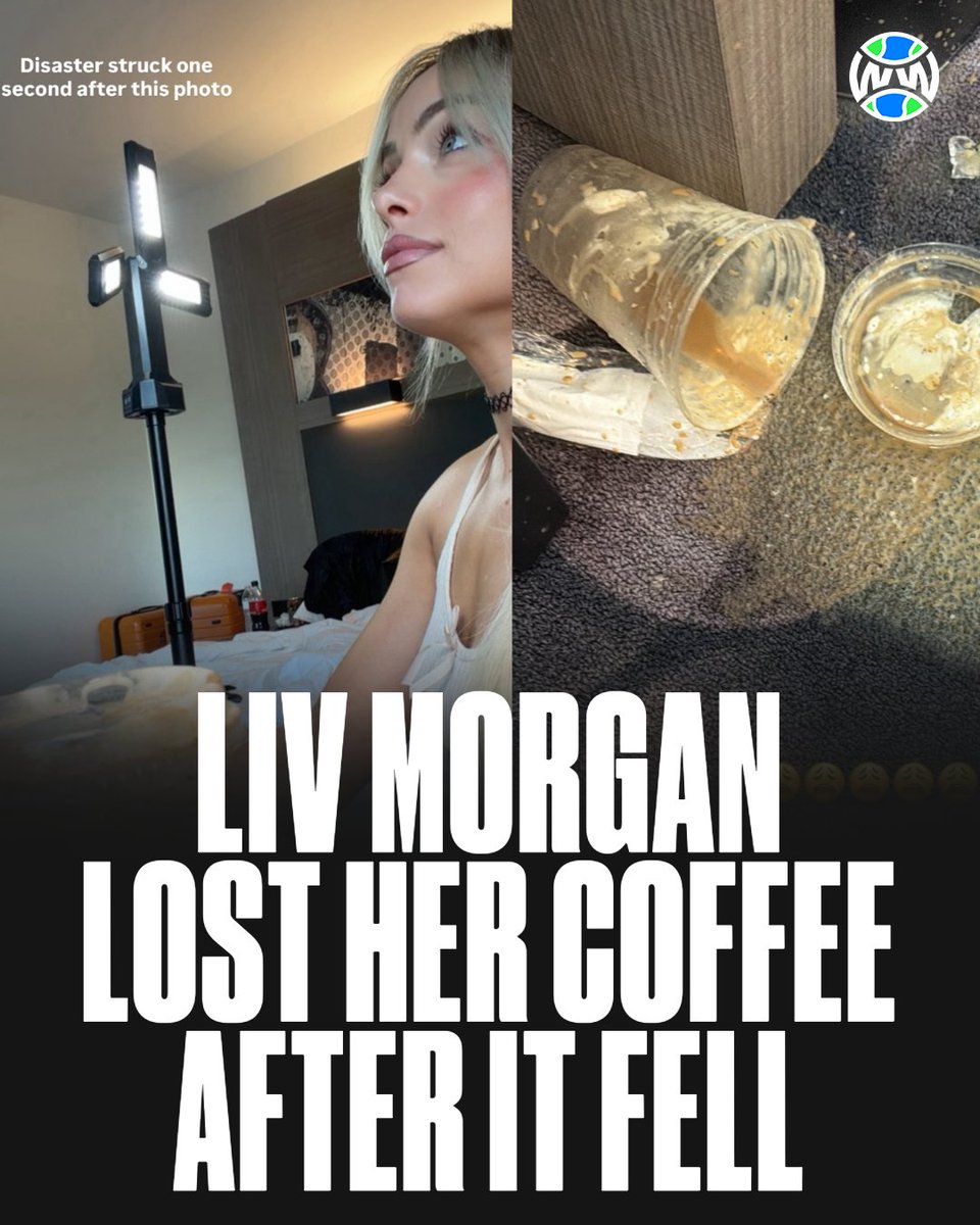 WrestlingWCC's tweet photo. Tragedy struck for Liv Morgan’s coffee ☕️😭 https://t.co/fIX3hhculb