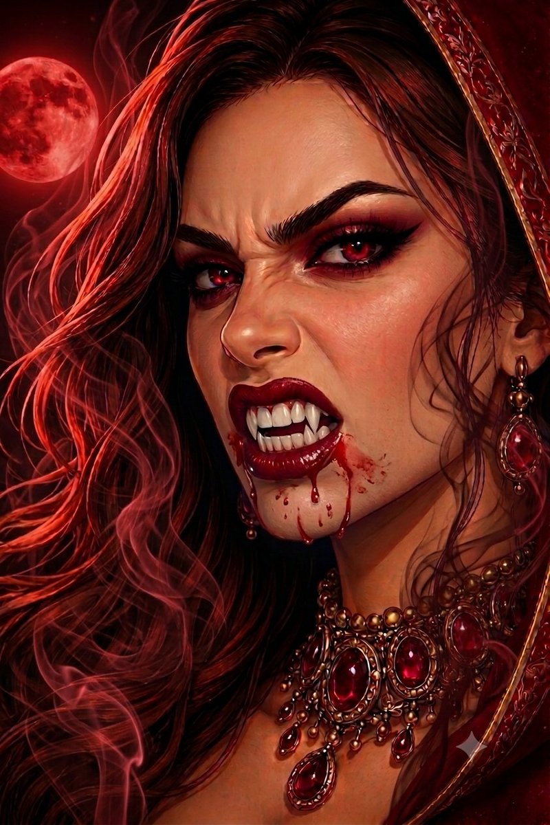 Nevergiveup_93's tweet photo. The wedding was under a Blood Moon.
She said "I do" and then she bit. 🩸🌕

No longer a bride. Now a queen.

Don't look into the red eyes.

How much points I'll get my edit 1-10

QT or Share your vampire....

#vampireart #vampirequeen #bloodmoon https://t.co/shy2Zqaquf
