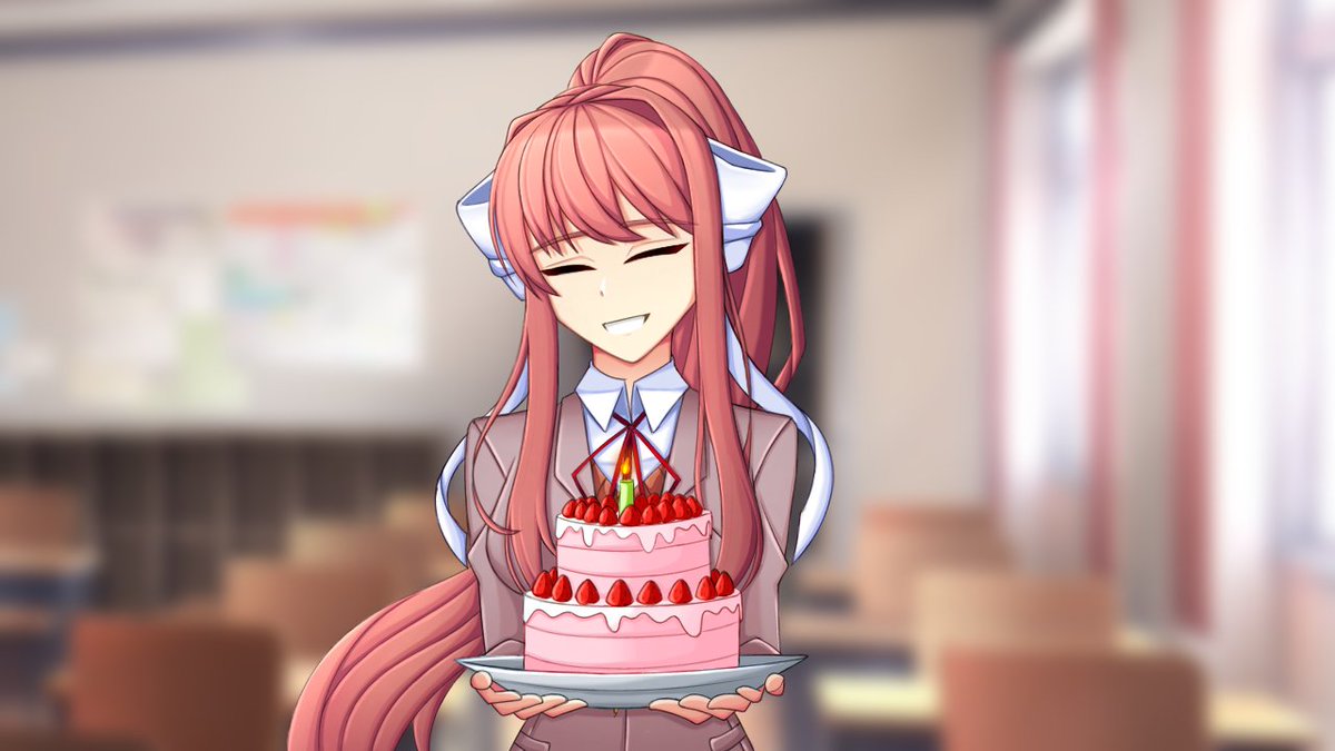 Matic22003839's tweet photo. It's 22nd of September. You know what that's mean.

Happy birthday Monika and Happy 9th Anniversary to DDLC!

#DDLC #ddlcmonika https://t.co/OofEhIzccT