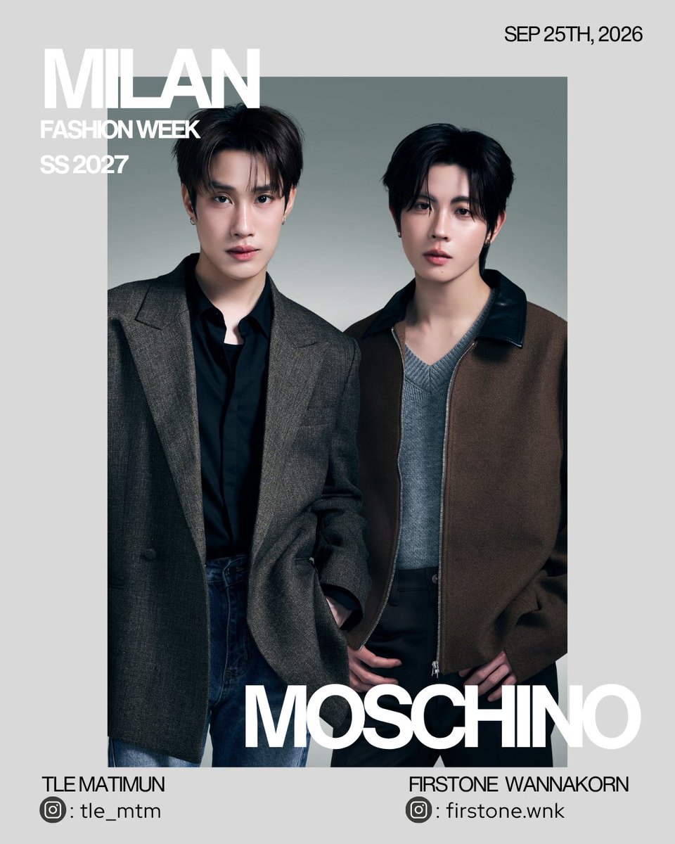 aiarada93's tweet photo. Have an amazing time in Milan, Tle and Firstone! Can’t wait to cheer you on at the MOSHINO show. You're going to do great!

@Moschino
@TLE_mtm @firstone_wnk

#MOSCHINO
#TLE_mtm #Firstone 
#TleFirstone 
#MilanFashionWeek #MFW https://t.co/JSdmv4PQe4