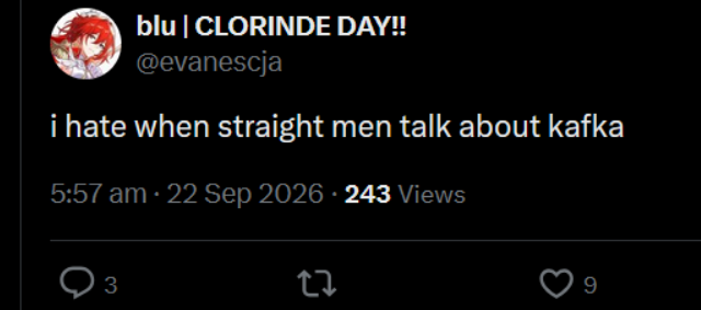 sillybloke1's tweet photo. yeah let me change back to the kafka pfp actually https://t.co/zXULVwJEHP