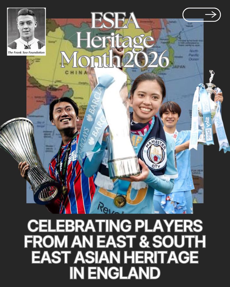 FSooFoundation's tweet photo. ESEA Heritage Month 2026 : celebrating players from an East & South East Asian heritage in England.

Our research shows that there are over 50 men from an ESEA heritage playing for English clubs in the Premier League or EFL. Similarly there are at least 27 women from an ESEA heritage playing in the WSL or WSL 2. Players from a Japanese heritage make up the biggest proportion with 45+ players.  

Featured players (from left to right)

Picture 1:
Daichi Kamada - Crystal Palace (JPN)
Yui Hasegawa - Manchester City (JPN)
Tatsuhiro Sakamoto - Coventry City (JPN)

Picture 2:
Tahith Chong - Sheffield United (CHN)
Hidemasa Morita - Hull City (JPN)
Bae Jun-ho - Stoke City (KOR)
Daizen Maeda - Ipswich Town (JPN)
Kuryu Matsuki - Southampton (JPN)
Ryoya Morishita - Blackburn Rovers (JPN)
Alphonse Areola - West Ham United (PHI)
Perry Ng - Cardiff City (SGP)
Takehiro Tomiyasu - Crystal Palace (JPN)
Sonny Aljofree - Rotherham United (SGP)
Park Seung-soo - Newcastle United (KOR)

Picture 3:
Manaka Matsukubo - Chelsea (JPN)
Hinata Miyazawa - Manchester United (JPN)
Alice Sombath - Tottenham Hotspur (THA)
Ayaka Yamashita - Manchester City (JPN)
Lee Geum-min - Birmingham City (KOR)

Picture 4:
Kaoru Mitoma - Brighton & Hove Albion (JPN)
Hikaru Kitagawa - Everton (JPN)
Fuka Nagano - Liverpool (JPN)
Yuka Momiki - Everton (JPN)
Risa Shimizu - Manchester City (JPN)
Rion Ishikawa - Everton (JPN)
Honoka Hayashi - Everton (JPN)
Wataru Endo - Liverpool (JPN)
Aoba Fujino - Manchester City (JPN)
Ao Tanaka - Leeds United (JPN)
Zion Suzuki - Aston Villa (JPN)
Akane Okuma - Aston Villa (JPN)

Picture 5
Elkan Baggott - Millwall (IDN)
Arthur Barratt - Everton (VIE)
Kieffer Moore - Wrexham (CHN)
Maz Pacheco - Everton (PHI)
Cayden Cole - Middlesbrough (MAL)
Luke O'Nien - Sunderland (SGP)

Picture 6
Ji So-yeon (KOR)
Sammy Chung (CHN)
Frank Soo (CHN)
Sun Jihai (CHN)
Jason Scott-Lee (CHN)
Son Heung-min (KOR)
Neil Etheridge (PHI)
Park Ji-sung (KOR)

Research notes: We have only counted players with professional contracts with Premier League, EFL and WSL/WSL 2 clubs - some players have subsequently gone on loan. This may also include some youth players where the club has announced that they have been given a pro contract. We also looked at what countries these players were eligible to play for according to FIFA and/or if they have stated publicly an ESEA heritage. Our ongoing research recognises that there will be more players with ESEA heritage which have not stated this publicly or have a mixedrich heritage which has not been accounted for via FIFA's classifications. 

#ESEAHM26 #Representation #ESEAfootball