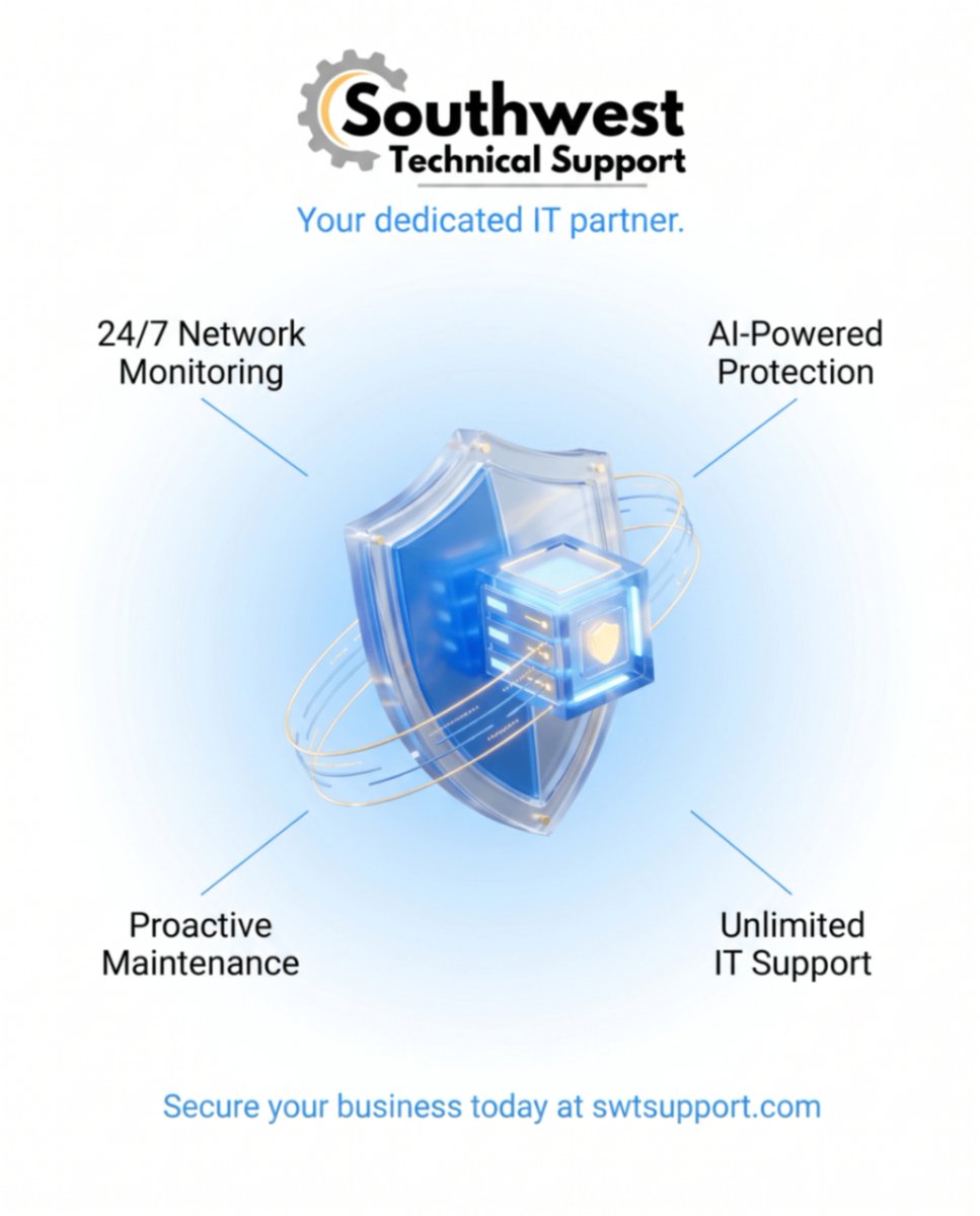 SupportSwt26513's tweet photo. Is your business reactive or ready? We’re your dedicated IT partner.

🛡️ 24/7 Monitoring
🤖 AI Protection
🛠️ Proactive Maintenance
📞 Unlimited Support

We treat your tech like our own.
https://t.co/KzPcTlVMU5

#ITSupport #CyberSecurity #ManagedIT #TechSolutions https://t.co/f12521vfva
