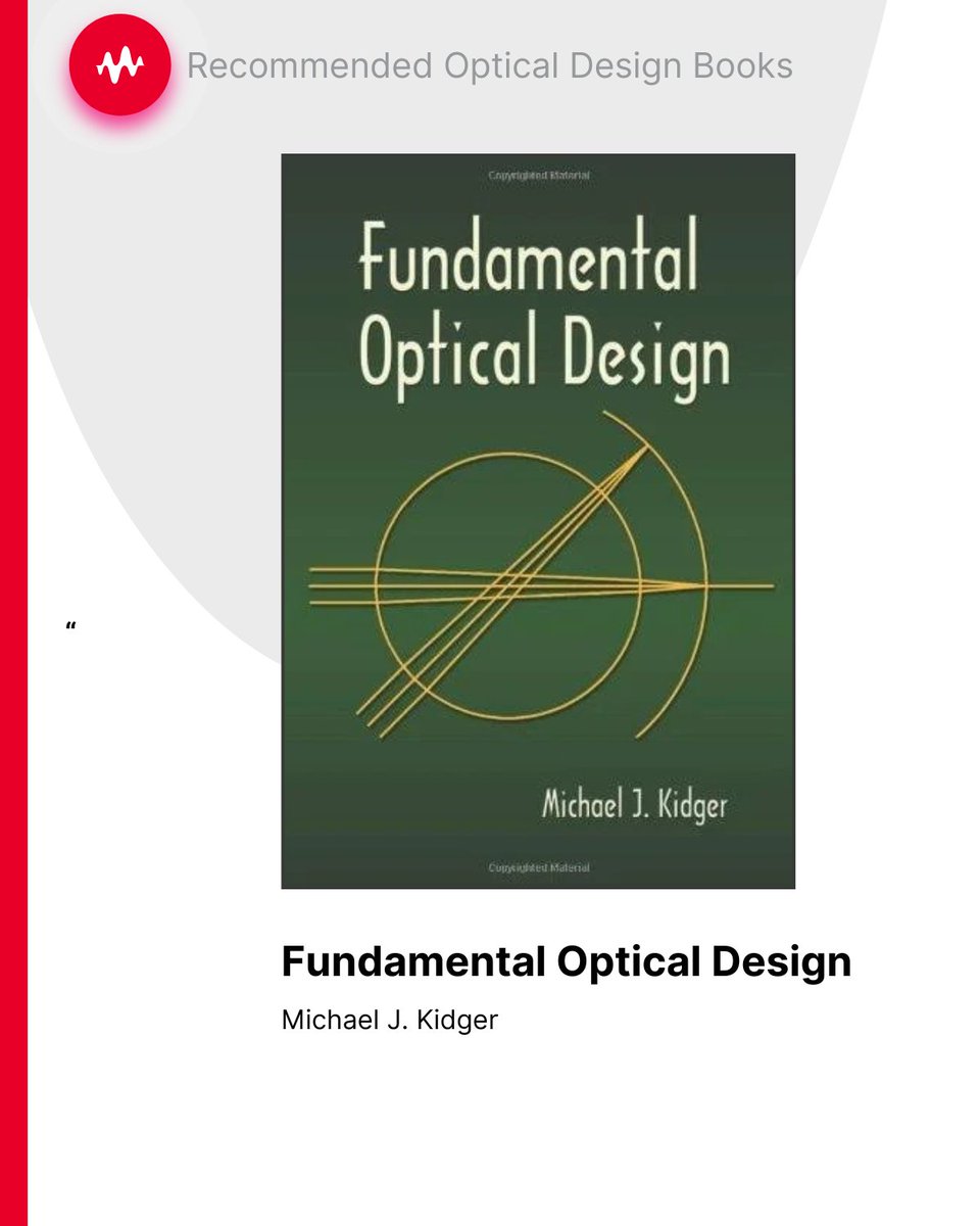 KeysightOptical's tweet photo. 📚 #TextbookTuesday | Fundamental Optical Design by Michael J. Kidger

This compact, tutorial-style book captures the essential lessons from Michael Kidger's optical design courses and remains a recommended resource for learning lens and optical design fundamentals.

Available via #SPIE: https://t.co/8AM2cR8YNV

#optics #opticalengineering #opticaldesign #lensdesign