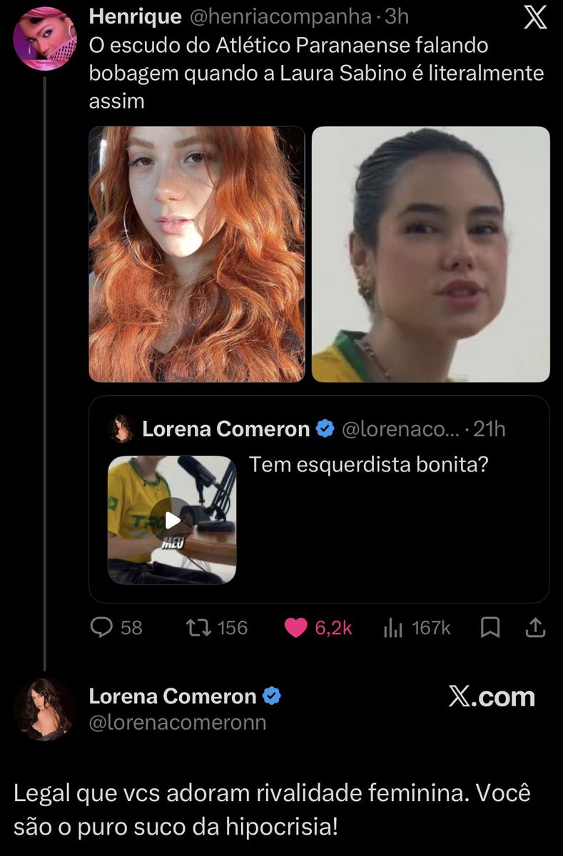 luanufal's tweet photo. A mulher fez um vídeo insinuando que na esquerda só tem mulher feia e tá falando em “rivalidade feminina” pq tá sendo comparada com a Sabino. https://t.co/PUyKK3E4xj