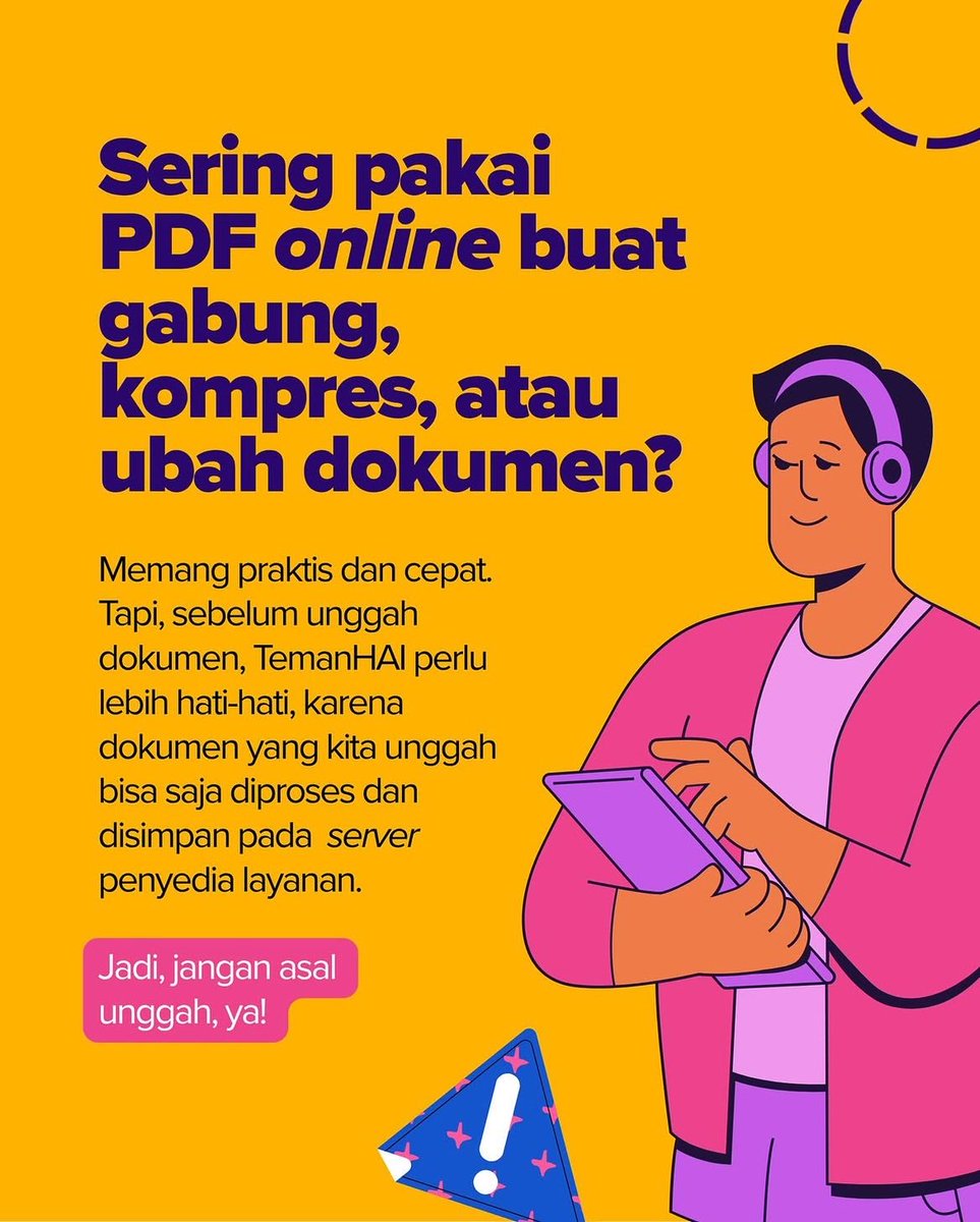 DJPbJabar's tweet photo. PDF online memang praktis untuk gabung, kompres, atau ubah dokumen. 

Tapi sebelum unggah file, cek keamanan situs, hindari data sensitif, dan pahami kebijakan privasinya.

Praktis boleh, keamanan data tetap utama. 🔐

#DJPbJabar #DJPbHAnDAL #IndonesianTreasury https://t.co/PMSGtkU2zZ