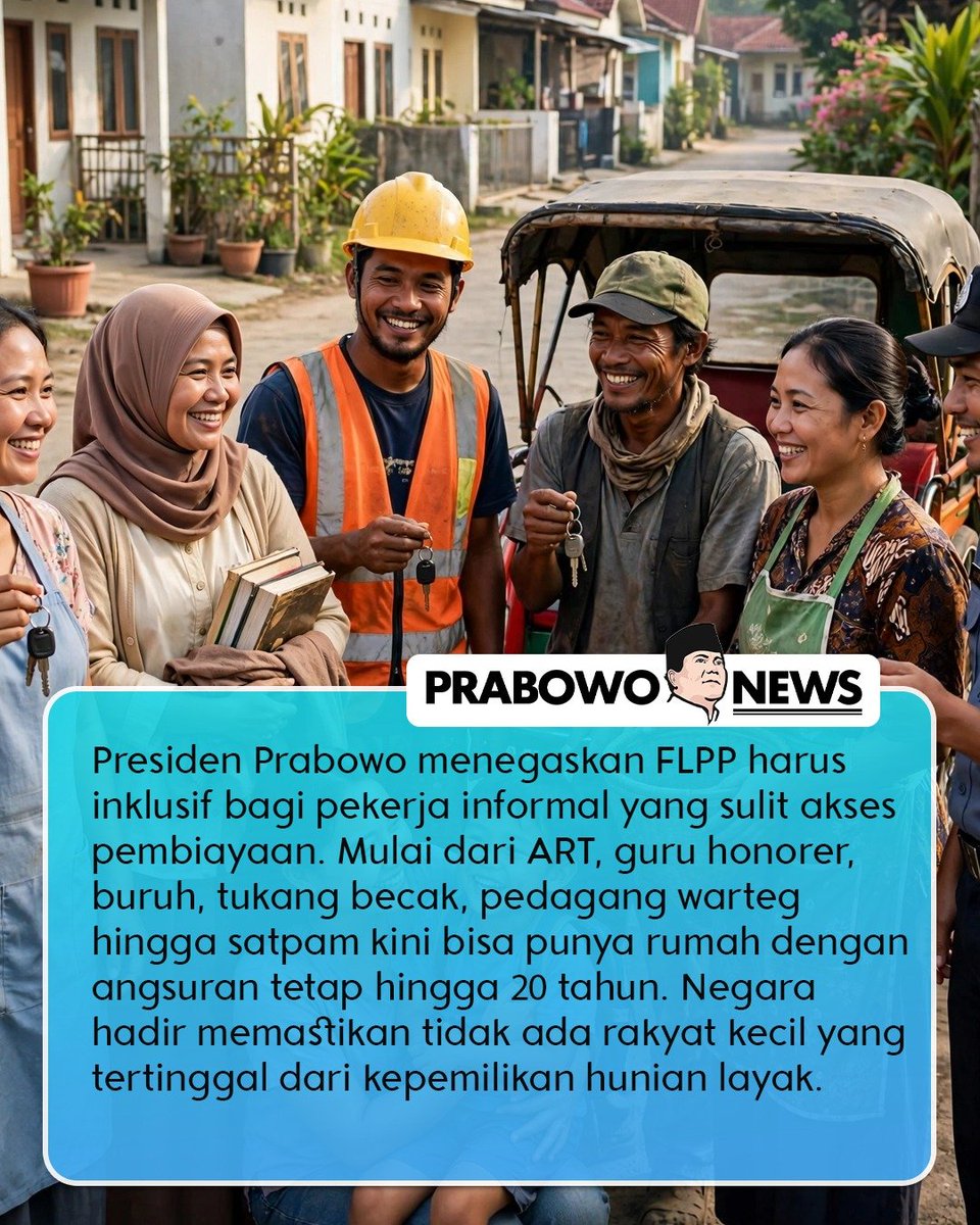 Kasimsergeniw's tweet photo. Presiden Prabowo wujudkan rumah impian generasi muda dan pekerja informal melalui program FLPP ✍️👍 https://t.co/JOf5CMToo6