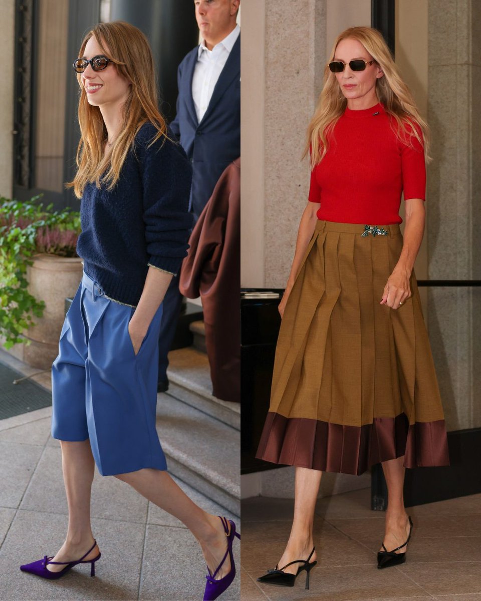 PageSix's tweet photo. Uma Thurman and daughter Maya Hawke made the Prada show during Milan Fashion Week a family affair. ❤️

📸: Getty; Backgrid https://t.co/XBI4rUhx2N