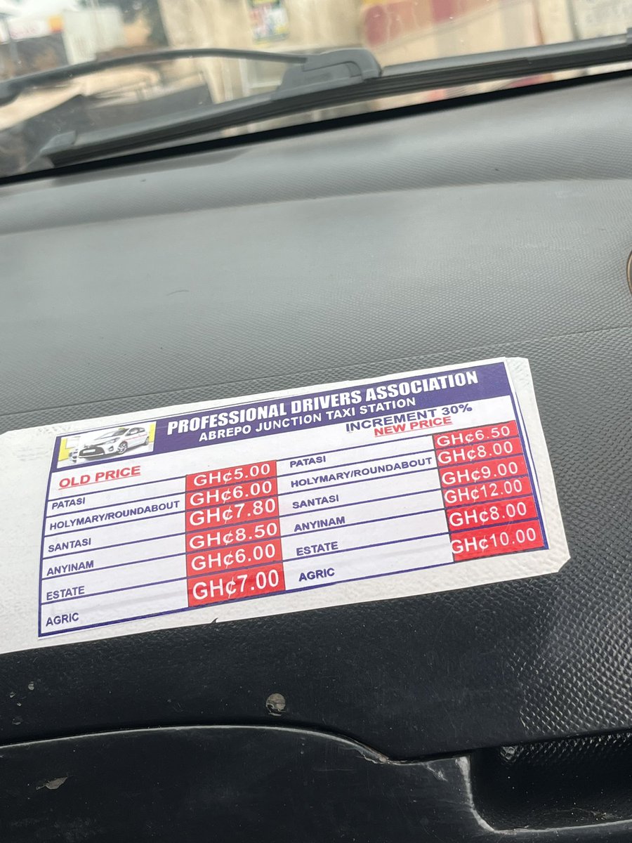 BigGhansah's tweet photo. I picked a taxi this morning to Santasi and it's a 30% increment...sigh https://t.co/NDduwE3Zu3