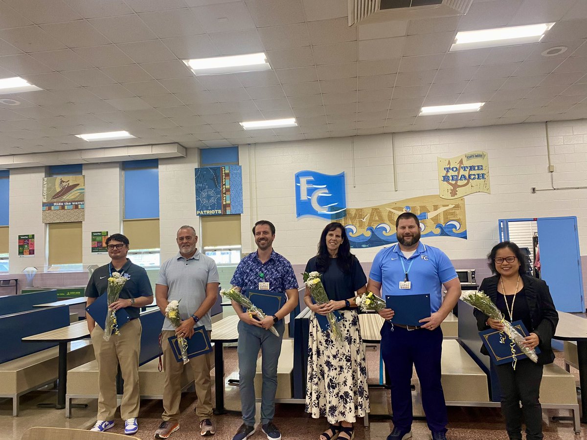 FirstColonialHS's tweet photo. Congratulations to our Distinguished Educators and Teacher of the Year, Mrs. Julia McMasters🎉 🎉🎉

Your dedication, passion, and commitment to our students make a lasting difference every day. We are so proud to celebrate you and all that you do! 📚🍎🩵💛@vbschools #WeRFC https://t.co/J9zVSAQcPz