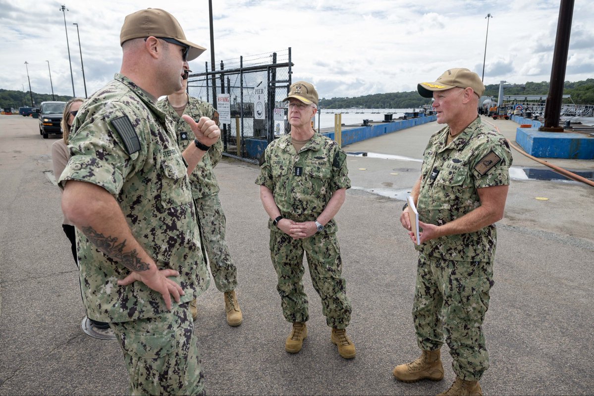 USNavyCNO's tweet photo. Our shore enterprise generates the readiness, capacity and endurance that make maritime dominance possible. 

Chief of Naval Operations Adm. Daryl Caudle toured Naval Submarine Base New London today to see first-hand how we’re improving quality of service for our Sailors ashore and enabling our warfighters with the infrastructure they need.