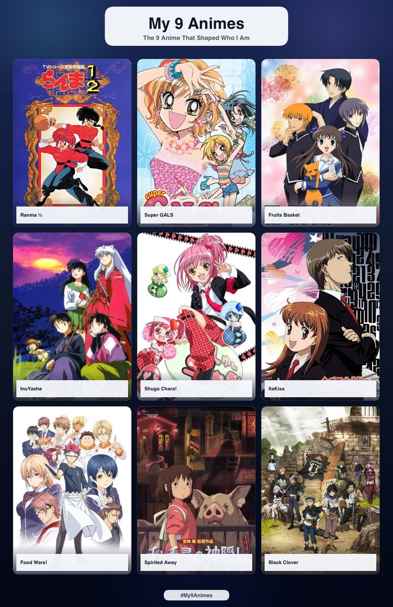 SailorXaiah's tweet photo. 9 anime that have shaped me today. Honestly there's so much more I could put. https://t.co/gT9Bi1M77P