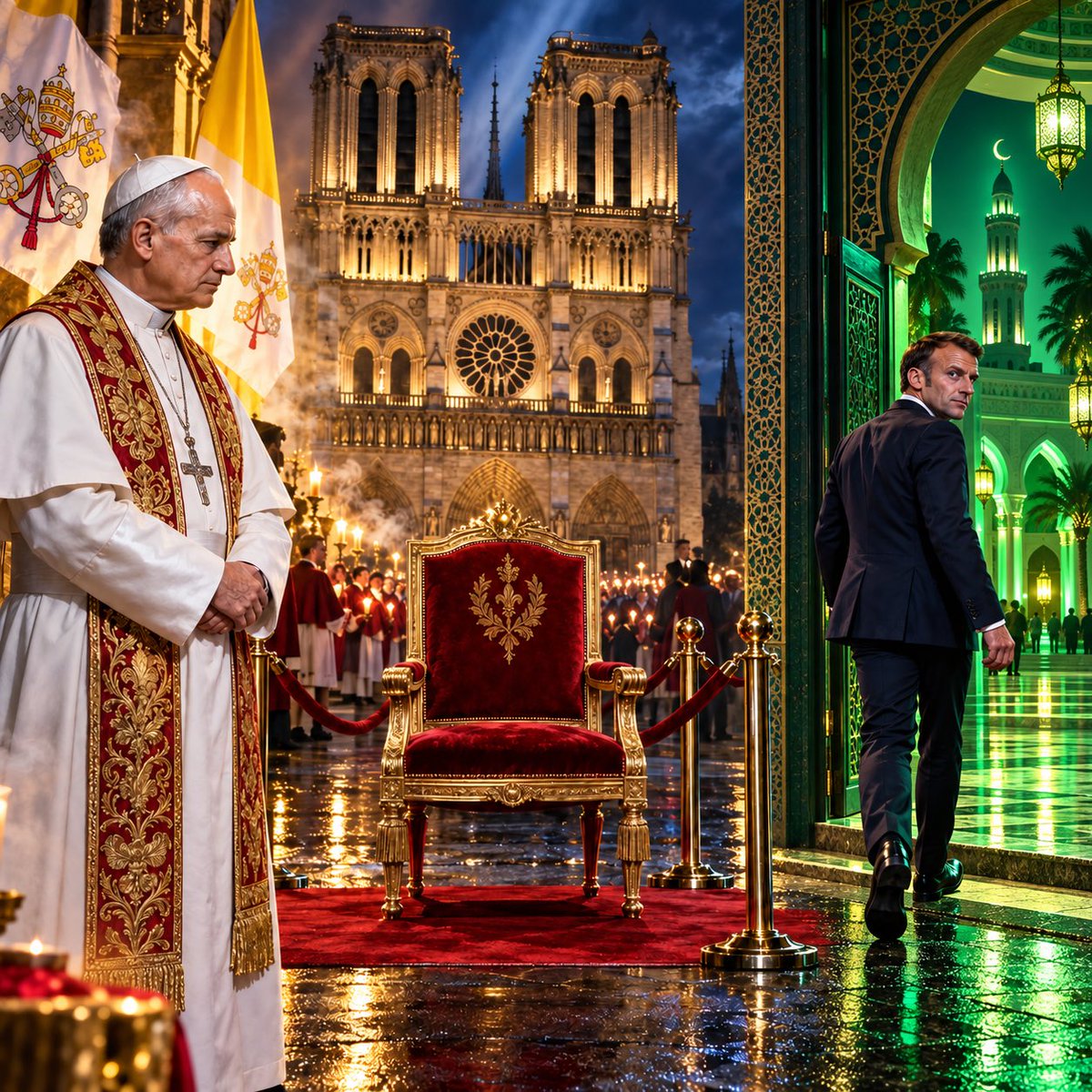 JeanMessiha's tweet photo. ⚠️🔥👺 VISITE DU PAPE : NOUVELLE LÂCHETÉ MACRONISTE 

La pudeur présidentielle devant une messe catholique n’a jamais été aussi ombrageuse devant l’islam.

Emmanuel Macron participa dès 2017 à la rupture du jeûne organisée par le Conseil français du culte musulman ; en 2022, il se rendit à la Grande Mosquée de Paris pour en célébrer le centenaire.

Il eut raison de le faire : honorer les musulmans morts pour la France et dialoguer avec un culte ne violent en rien la laïcité.

Mais pourquoi cette vérité, si lumineuse sous les coupoles d’une mosquée, devient-elle soudain obscure sous les voûtes d’une cathédrale ?

Pourquoi la présence présidentielle, fraternelle auprès de l’islam, serait-elle compromettante auprès du pape ?

Devant la messe, Macron découvre la séparation ; devant l’islam, il célèbre le rapprochement.

Ma tribune sur mon blog👇🏼
(N’hésitez pas à vous abonner, c’est gratuit et pour amateurs de sensations fortes)

https://t.co/iUj0NN8toq