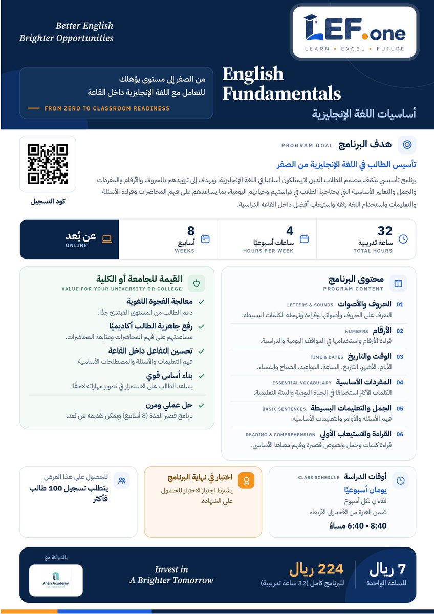 Anan_Academy's tweet photo. 🌟 ابدأ رحلتك في اللغة الإنجليزية من الصفر!
هل ترغب في تأسيس قوي يساعدك على فهم الإنجليزية والتعامل معها بثقة ؟ 🎓 https://t.co/x5uG9zCofN