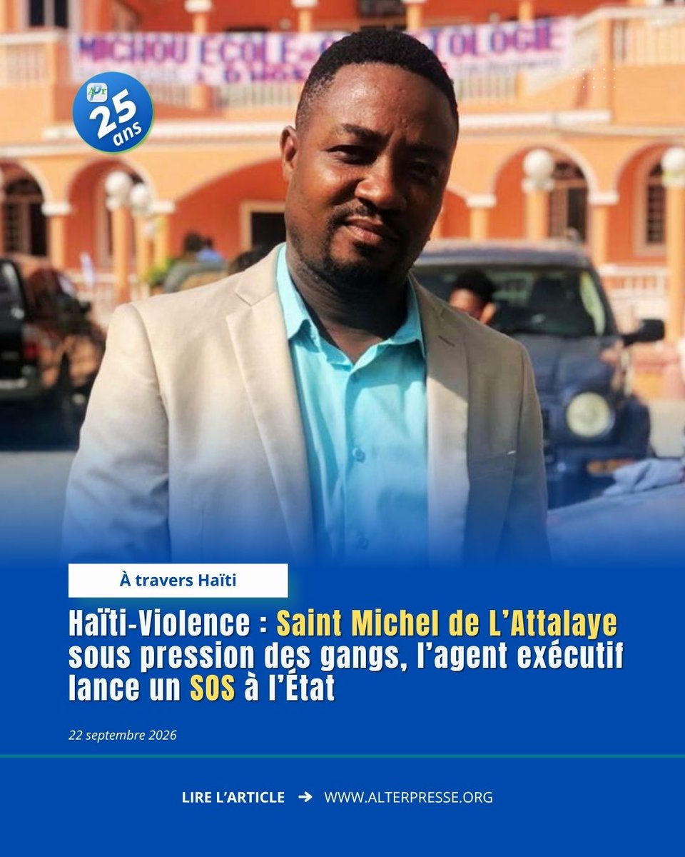 AlterPresse's tweet photo. À Saint Michel de L’Attalaye, dans l’Artibonite, des attaques répétées de gangs armés depuis juillet provoquent morts, blessés et déplacements de population. L’agent exécutif intérimaire Williamson Gaspard appelle l’État à renforcer la sécurité dans cette commune stratégique.
👉 https://t.co/gjGKutZYoT