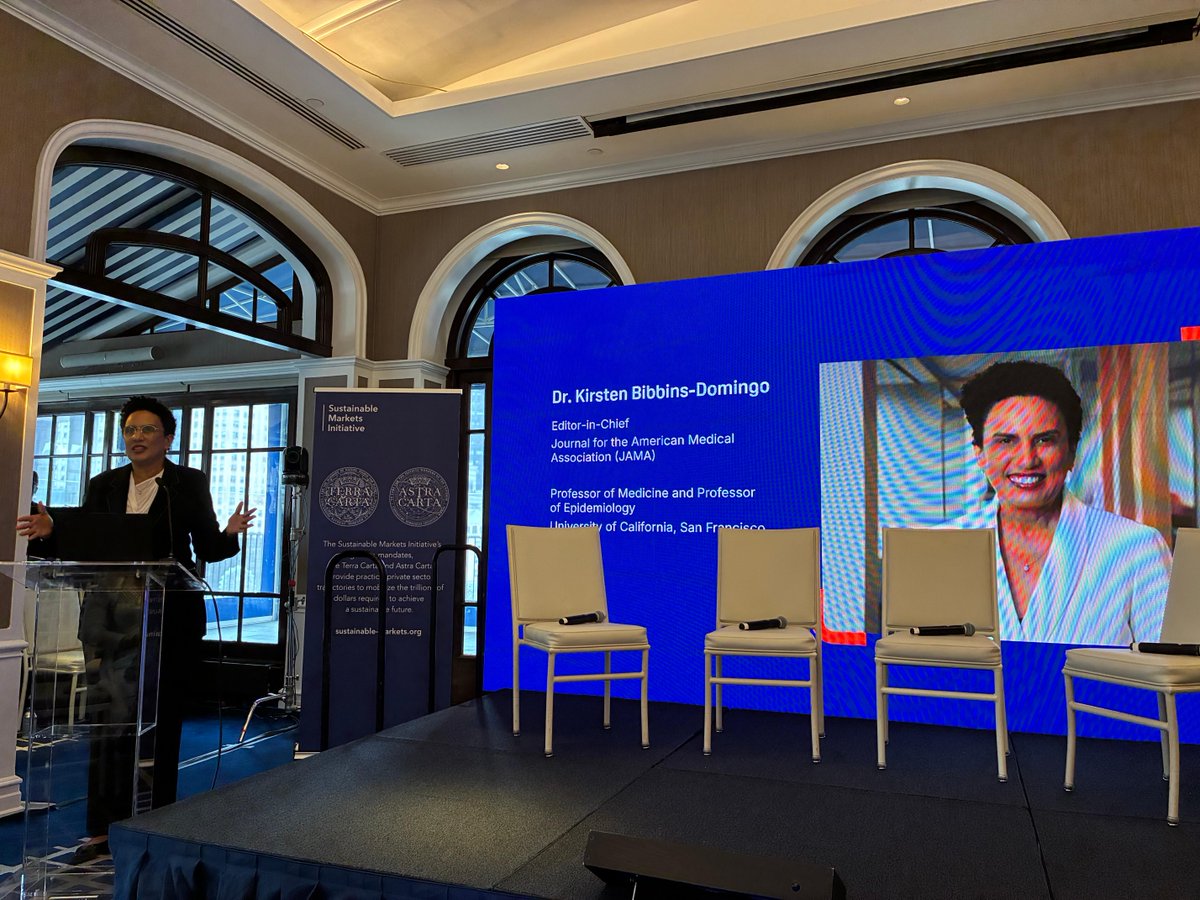 JAMA_current's tweet photo. Today, JAMA and JAMA Network Editor in Chief Kirsten Bibbins-Domingo, PhD, MD, MAS, joined leaders from public health, academia, and city resilience at Yale Climate Week NYC for Resilient Cities, Reimagining Health.
#ClimateWeekNYC #PublicHealth #ClimateHealth #ResilientCities https://t.co/cOuAILa6Rn