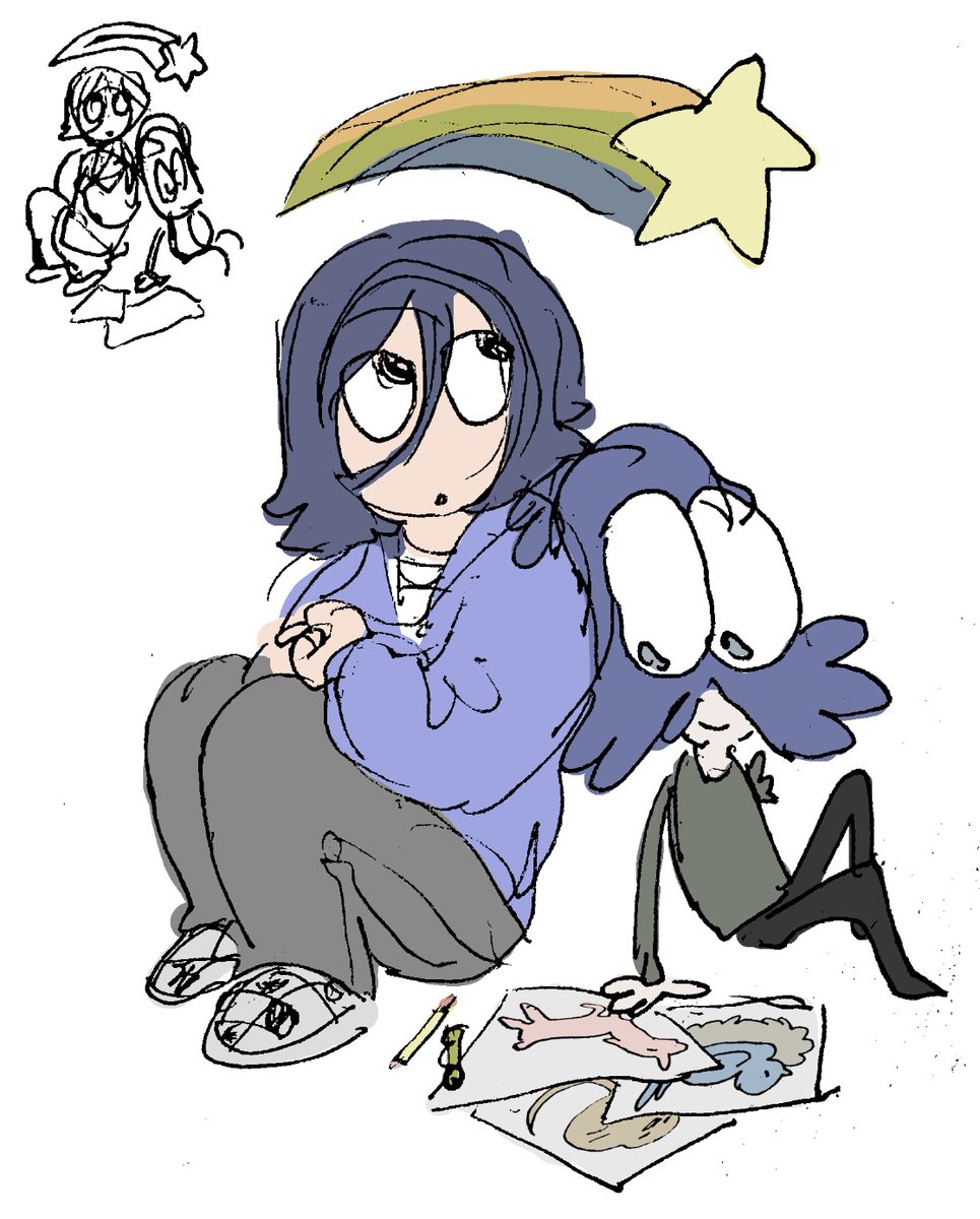 sabinfluences's tweet photo. nonbinary people with blurple hair bad jobs and roommates https://t.co/Zx863LOts2