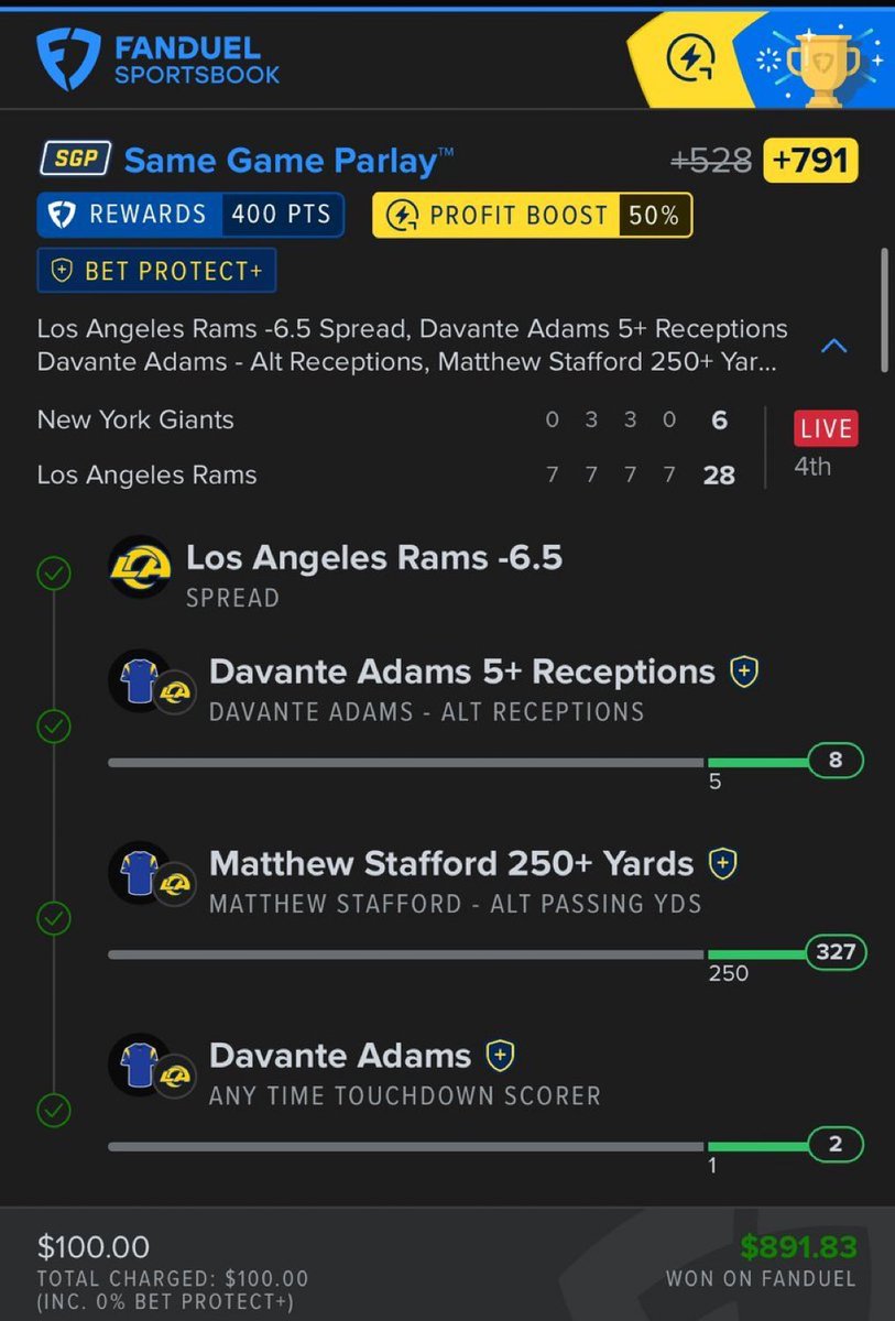 derrah001's tweet photo. CASH THE +800 MNF PARLAY 🤑🤑🤑

$100 into $900 as easy as that…

Back to back SGP cashes from my models 🔮

DONT MISS OUR NEXT PLAY.
JOIN THE DISCORD TO UNLOCK 🔓 FREE PICKS 👇👇
https://t.co/TZV0ILC24S

Lfg 🔥 @Playbook

#NFL #NBA 🏀 | #WNBA | #CBB 🏀 | #Fanduelparlays 🔐 | #PROPS | #POTD 📋 | #Picks | #MLB ⚾ | #Gambling𝕏 | #Parlay #Moneyline | #Yard