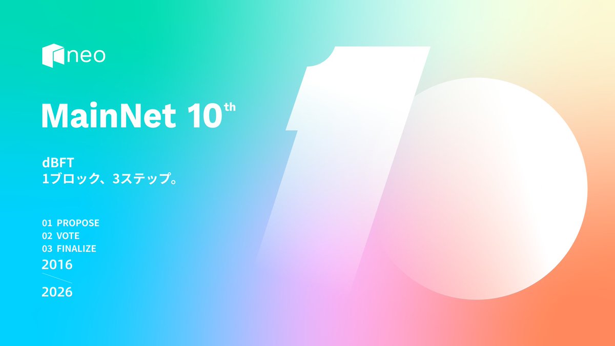 NeoWorldJapan's tweet photo. Neoを支えてきた「静かな強さ」の一つがdBFT 🚀
ノードが合意したブロックは、その場で確定する「1ブロック・ファイナリティ」が特徴です。
結果を待ち続けなくていいから、決済やアプリにも使いやすい。
速さだけでなく、確定性を重視した設計です。
#NeoMainNet10 #Neoの技術 https://t.co/7STiqPNc4h
