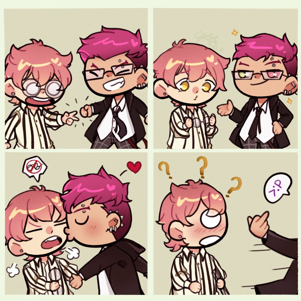 comfycat__'s tweet photo. They swap glasses 🤭
#kaynez #ezkayn #HEARTSTEEL 💜💚 https://t.co/FnFe383xwX