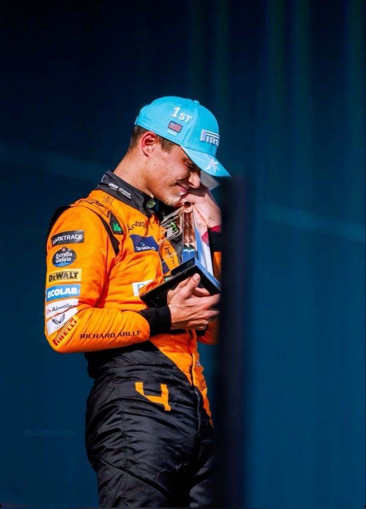 ln4norris's tweet photo. lando on winning his first grand prix: 

"it makes you relax a little bit more. it's not like, 'is this going to be the one? can i do it today?'. it's, 'i did it last week, i did it a couple of months ago, i can do it again.' you get rid of the little voice that's like, 'don't mess it up now!'"