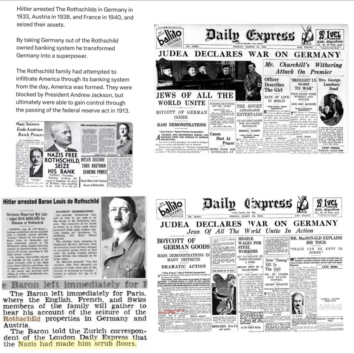 JasonDoyle1589's tweet photo. @DanPOLjr @TeeTotalWeb @Leonardaisfunny 🇩🇪 supported 🇵🇸 against zionism &amp; 🇬🇧 rule due to the balfour declaration 1917, had muslim ss divisions recruited by al husseini, arrested rothschild bankers freeing them of debt slavery which turned 🇩🇪 into a superpower, ✡️ then declared war on them 6 years prior to WW2 https://t.co/Da7bdqhMTO