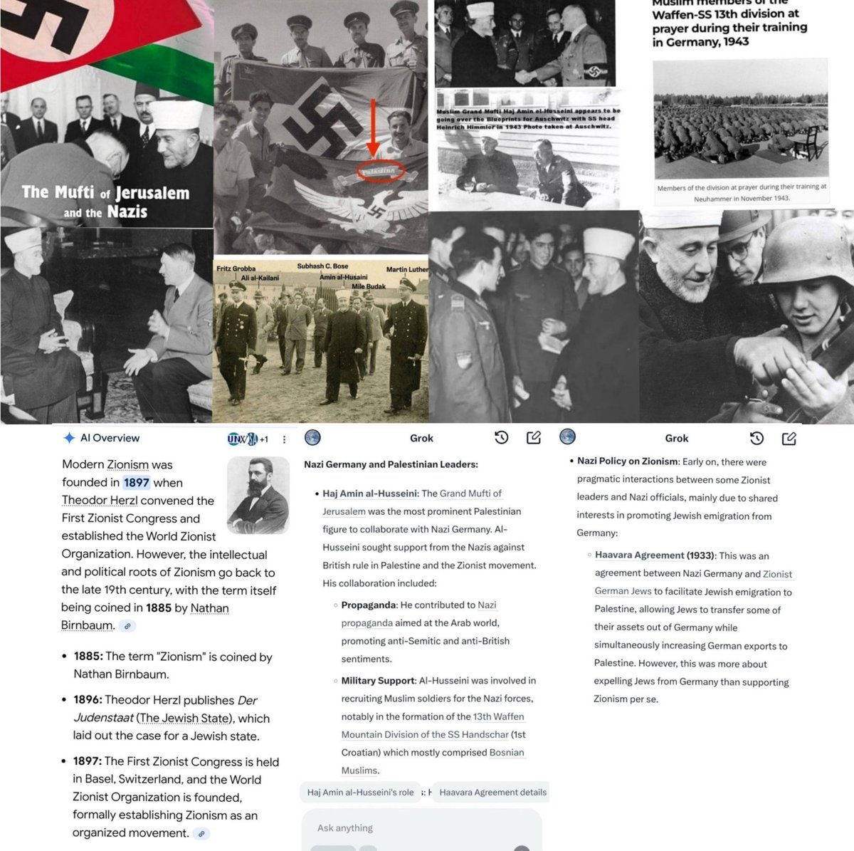 JasonDoyle1589's tweet photo. @DanPOLjr @TeeTotalWeb @Leonardaisfunny 🇩🇪 supported 🇵🇸 against zionism &amp; 🇬🇧 rule due to the balfour declaration 1917, had muslim ss divisions recruited by al husseini, arrested rothschild bankers freeing them of debt slavery which turned 🇩🇪 into a superpower, ✡️ then declared war on them 6 years prior to WW2 https://t.co/Da7bdqhMTO