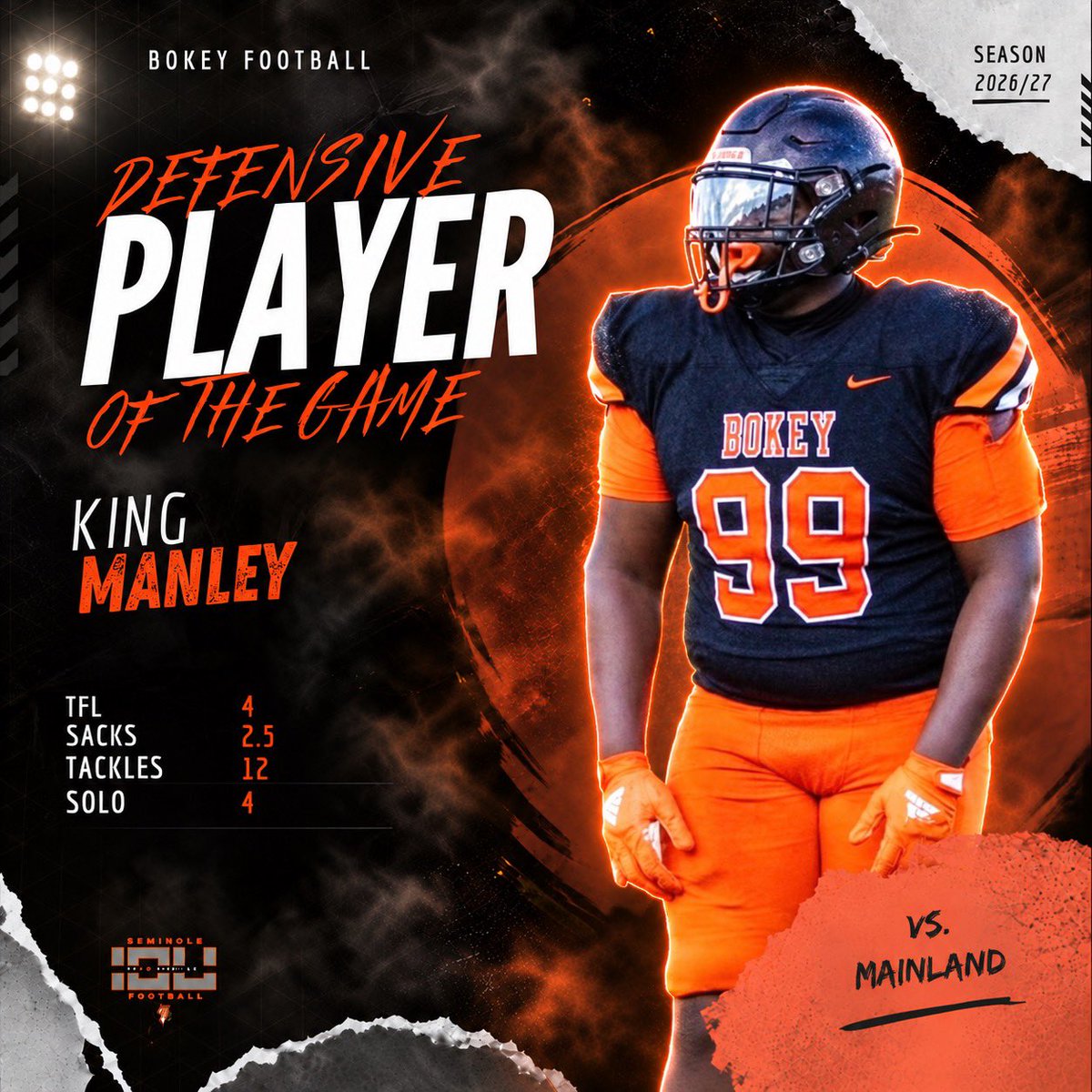 BokeyFootball's tweet photo. Varsity Players of the week vs Mainland HS! π€π§‘π #Bokey @KingManley2028 @danielproenza7 https://t.co/ZGQMDyqgBk