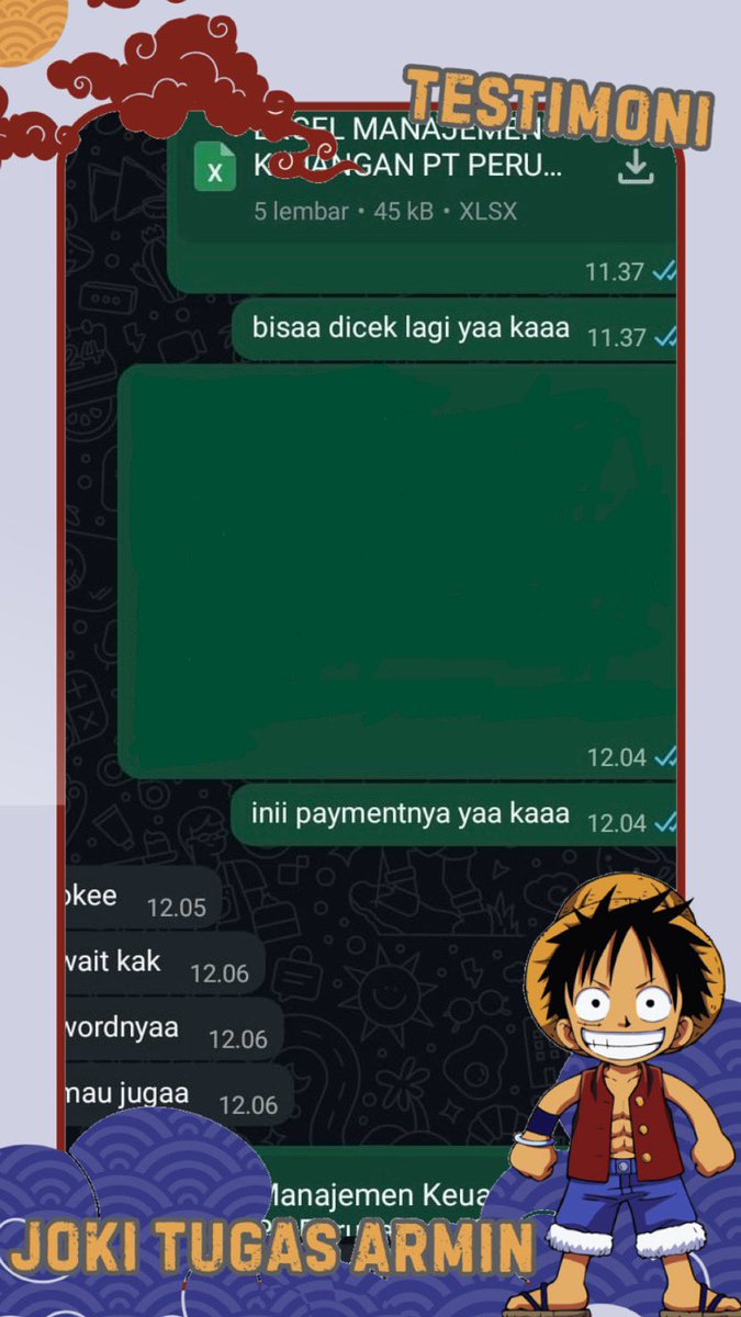 jokitugasarmin's tweet photo. 🚨TESTIMONI🚨 - Testi joki manajemen keuangan | fast resp di wa yaawww😇 https://t.co/m6EY67emy3 #jokitugas #jokitugasmurah #jokibyarmin #zonauang️ https://t.co/KOqJ64f2No