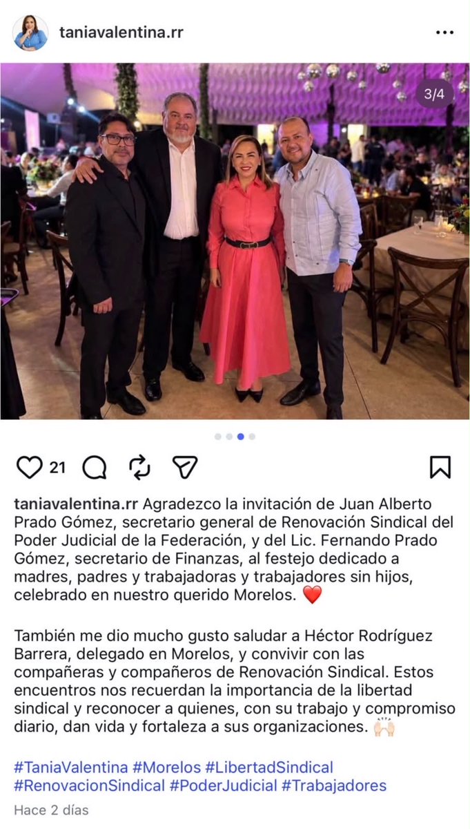 CarlosArteagaTo's tweet photo. ¿Qué tiene que hacer el sindicato con una diputada del régimen?

No solo perdimos el juicio, también a la clase trabajadora.

Es la fiesta del sindicato de renovación, estuvieron los del sindicato y la base trabajadora con la diputada local Tania Valentina. 

Así Morelos.

¿Esa diputada plurinominal y sin cédula profesional, solo preparatoria calificó o calificará los acordeones?