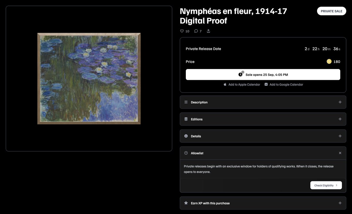elmonx_official's tweet photo. Check if you’re on the allowlist now. 👀 

Claude Monet ElmonX holders only. You’ll have exclusive access to the private sale for 24H, followed by a 24H public sale. 

The drop goes live Friday, 25th. 

If there’s still supply remaining after the public sale, the drop will close. 

🔗 https://t.co/JPUVsLlt2V