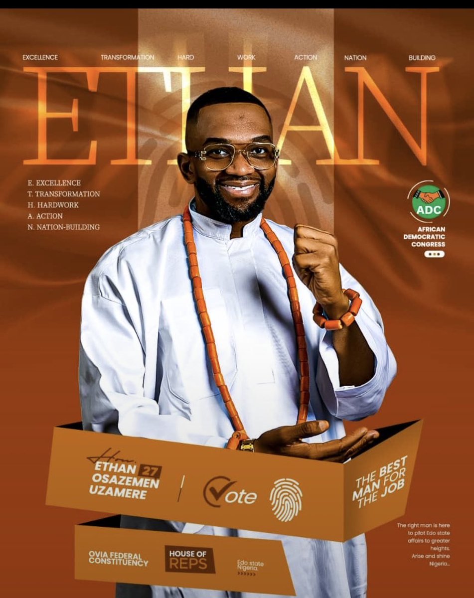 jacksonomouyi's tweet photo. ETHAN: Excellence in vision. Hard work in execution. Action in service.

A new vision for purposeful representation and transformation in Ovia.

#Ovia2027 #EthanUzamere #ADC https://t.co/we3OSvp7Um