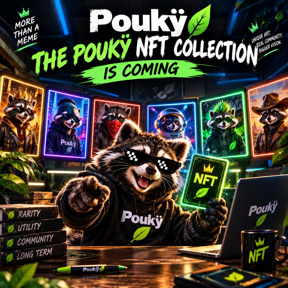 PoukyOfficial's tweet photo. 🎨 THE POUKŸ NFT COLLECTION IS COMING

The POUKŸ universe is about to get bigger.

Unique characters.
Different appearances.
Exclusive items.
Limited collectibles.

We’re working on something designed to give the community a new way to own a piece of the POUKŸ universe.

But we want to hear from you:

What would you want your POUKŸ NFT to have?

🦝 Different skins
👕 Custom outfits
🎒 Exclusive accessories
🌱 Eco themed designs
🤖 AI themed designs

Drop your ideas below.

Your idea could inspire the next POUKŸ.