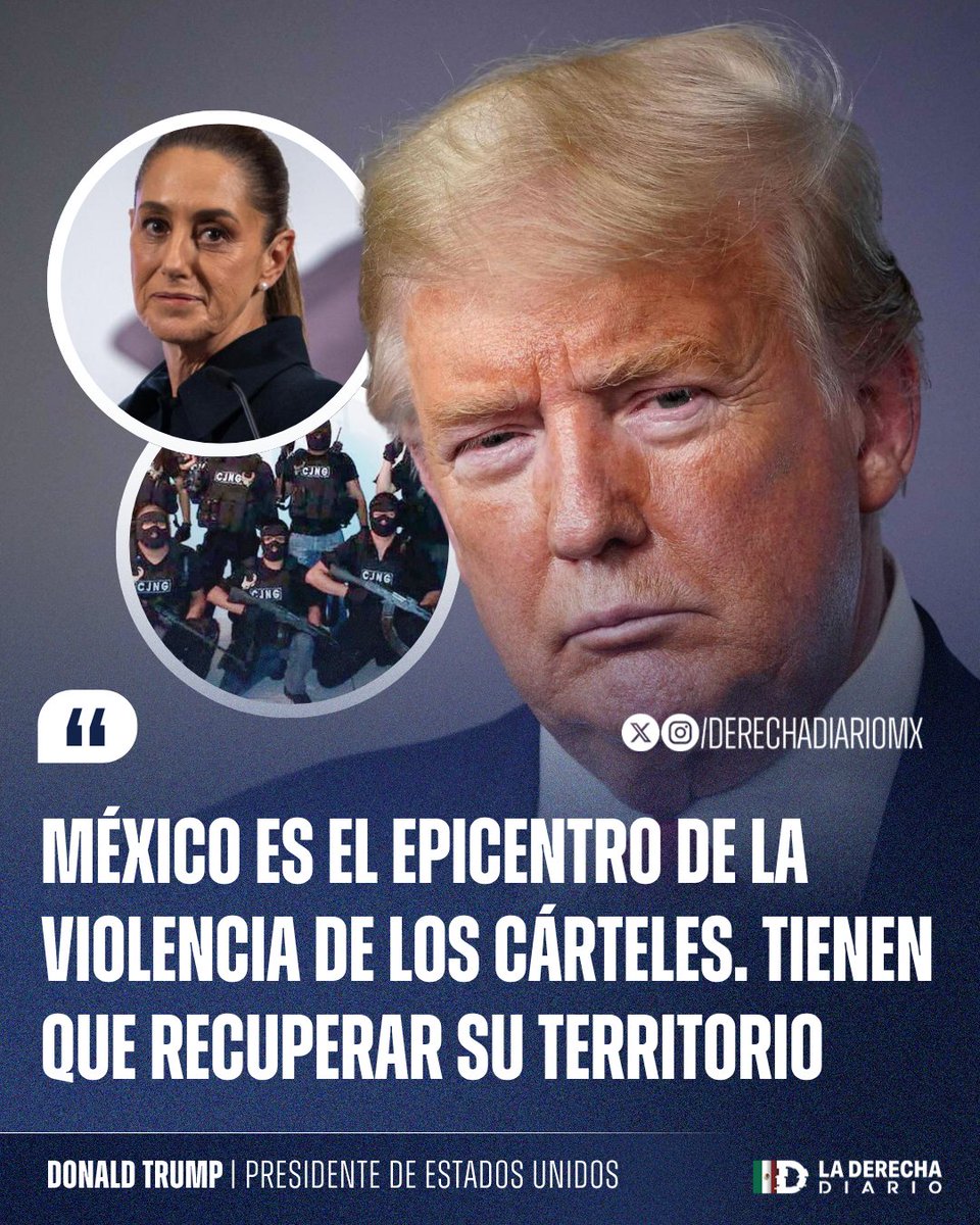 DerechaDiarioMX's tweet photo. 🚨🇲🇽🇺🇸🇺🇳 | CONTUNDENTE: El Presidente Trump exhibió al narcogobierno de Sheinbaum en la ONU por permitirle a los grupos terroristas controlar partes del territorio mexicano: 

"México es el epicentro de la violencia de los cárteles. tienen que recuperar su territorio". https://t.co/qD8n09Tmsr