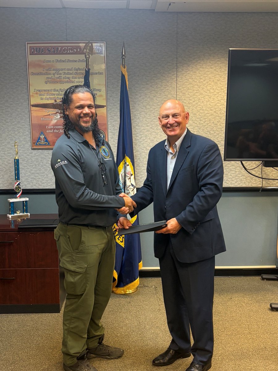 armadaltd's tweet photo. We are thrilled to announce that DJ Wilson and Caleb Smith have been honored with the prestigious Compass Rose Award for their exemplary service!🌟  This recognition was presented to them by our President, Tom Foos, at our CENSECFOR East location in Chesapeake, VA.

#ARMADAStrong https://t.co/ETUREOrf08