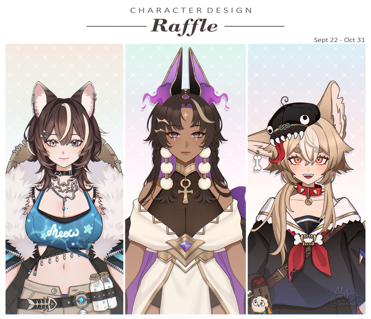 Sunfangs_'s tweet photo. ☀️CHARACTER DESIGN RAFFLE  ☀️

Win a custom character design ! 

To enter : 

✧ Follow
✧ Like AND repost this post
✧ Reply with an emoji

End : Oct 31

#ArtRaffle #CharacterDesign https://t.co/NVUUNhdxCE