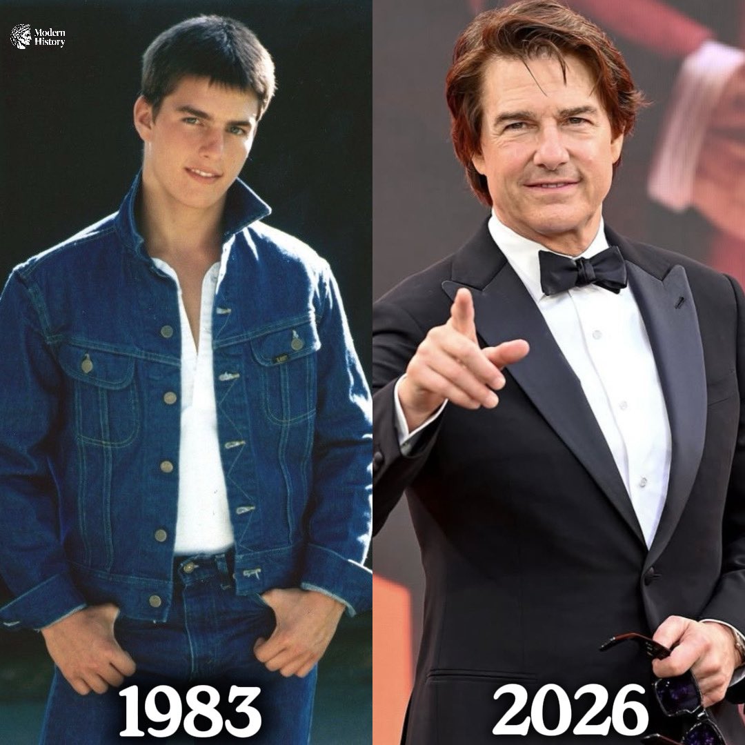 modernhistory's tweet photo. Tom Cruise in 1983 and 2026!

What is the first film you think of when you see Tom Cruise? https://t.co/0PYvIWLbv1