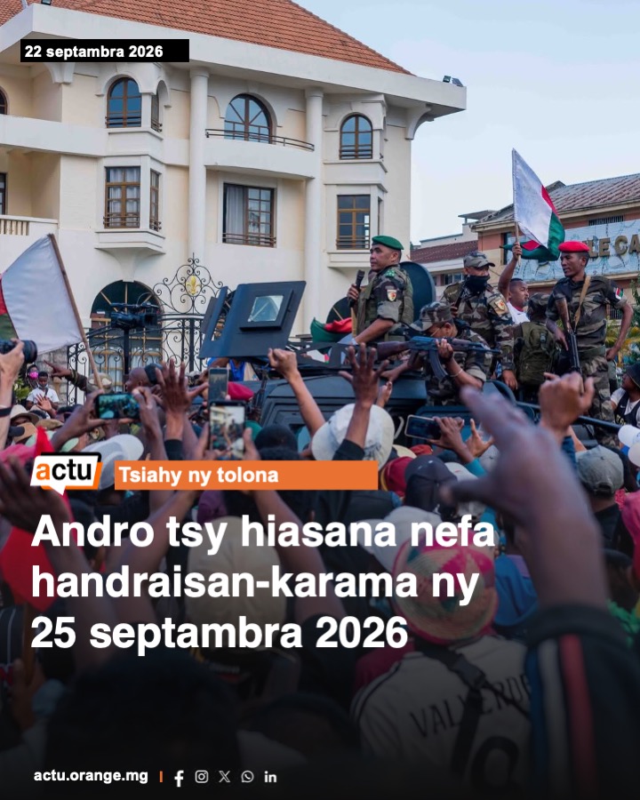 orangeactu's tweet photo. Andro tsy hiasana nefa handraisan-karama ny 25 septambra 2026, andro natao hahatsiarovana ireo mpiray tanindrazana namoy ny ainy sy niharam-boina nandritra ny hetsi-bahoaka tamin’ny taona 2025. Hisy ny hetsika fahatsiarovana hotanterahina eto Antananarivo sy manerana ny Nosy. https://t.co/0CqPsBzsbg