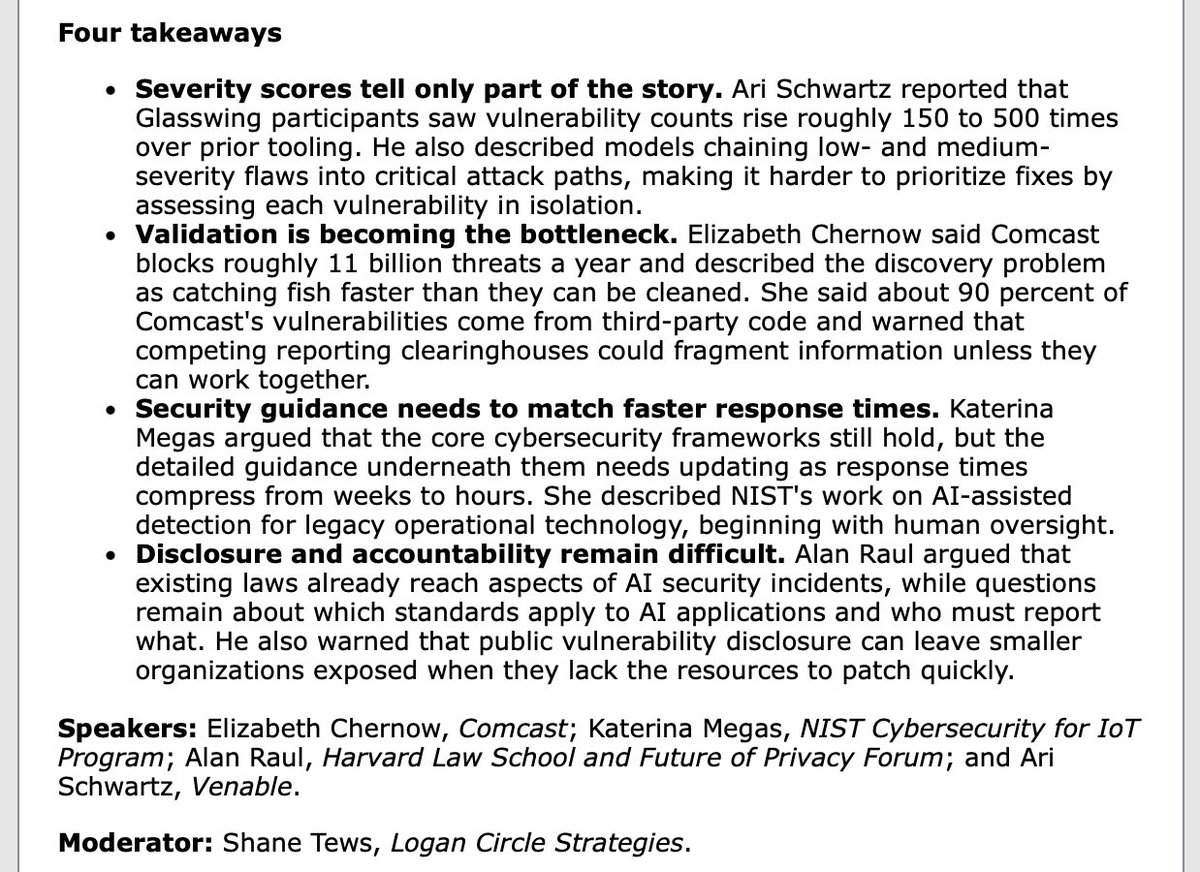 techpolicyinst's tweet photo. 🚨AI Finds the Flaws. Can We Fix Them Fast Enough?🚨 TPI Aspen Discussion Recap: “What Are Cybersecurity's Hardest Problems?” discussed topics in the news today. Check out the takeaways and watch the panel video here: https://t.co/N1laZ8C2T2 https://t.co/7j72kYSeT6
