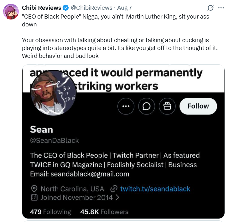 unknownxreviews's tweet photo. hey remeber when chibi reviews used the N-word? well, chibi you're words really do matter right? soo who is behide the sences acting as a racist? you my friend! #neverforget https://t.co/gsWFIqoan8