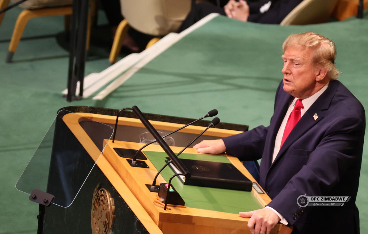 DeptCommsZW's tweet photo. H.E. President @edmnangagwa  joins world leaders in New York for the opening of the United Nations General Assembly (UNGA), marking the start of the high-level segment of the annual global gathering.

Heads of State and Government from around the world convened to discuss pressing international issues and matters of shared concern.

The United States President Donald Trump was among the leaders to that addresses the Assembly as the high-level meeting got underway.

His Excellency the President’s participation places Zimbabwe among the countries represented at the opening session, where leaders are expected to deliberate on a wide range of issues affecting the international community.