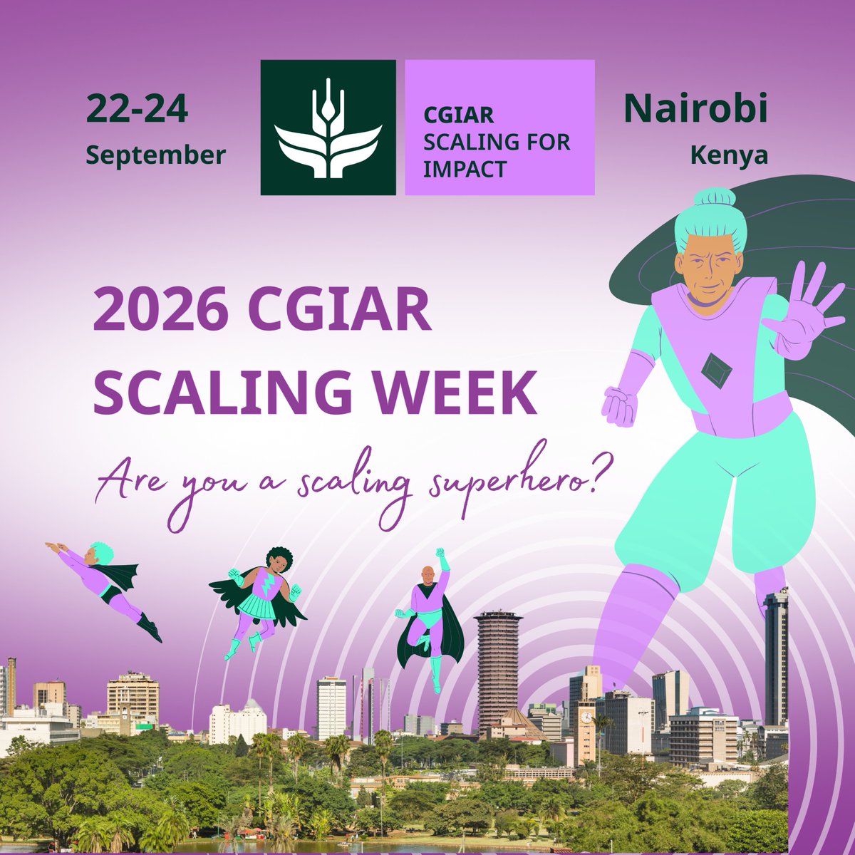 ILRI's tweet photo. Karibu! #ScalingWeek2026 is live at our Nairobi campus 🦸🏾  

3 days of scaling heroes sharpening their superpowers: real challenges, practical solutions, stronger partnerships. 

Follow along all week 👇 

@CGIAR #ScalingForImpact https://t.co/DYdFqfy2HS