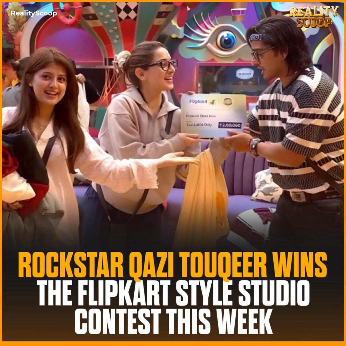 reality_scoop_'s tweet photo. Another win for the Rockstar! 🤘🔥 Qazi Touqeer has won the Flipkart Style Studio Contest this week.

From entertainment to style, Qazi continues to make his presence felt inside the Bigg Boss 20 house. 👀✨

#QaziTouqeer #FlipkartStyleStudio #BiggBoss20 #BB20 #RealityScoop https://t.co/KgyEoZ3wdP