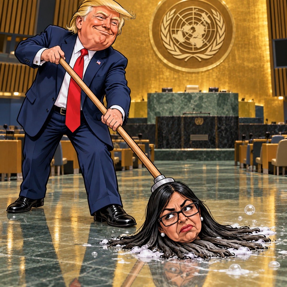 lchmto's tweet photo. Descripción gráfica de lo que paso hoy en la ONU con Delcy Rodríguez y Trump. https://t.co/bWQjz6VVxN