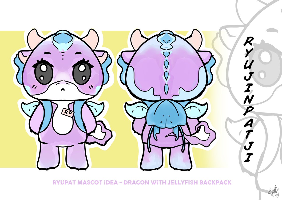 ryupatfan's tweet photo. My idea for RyuPat mascot 🐉🪼

+ sketches and description 

#ryujinpatji #ริวจินแพทจิ https://t.co/xnePJrfROG