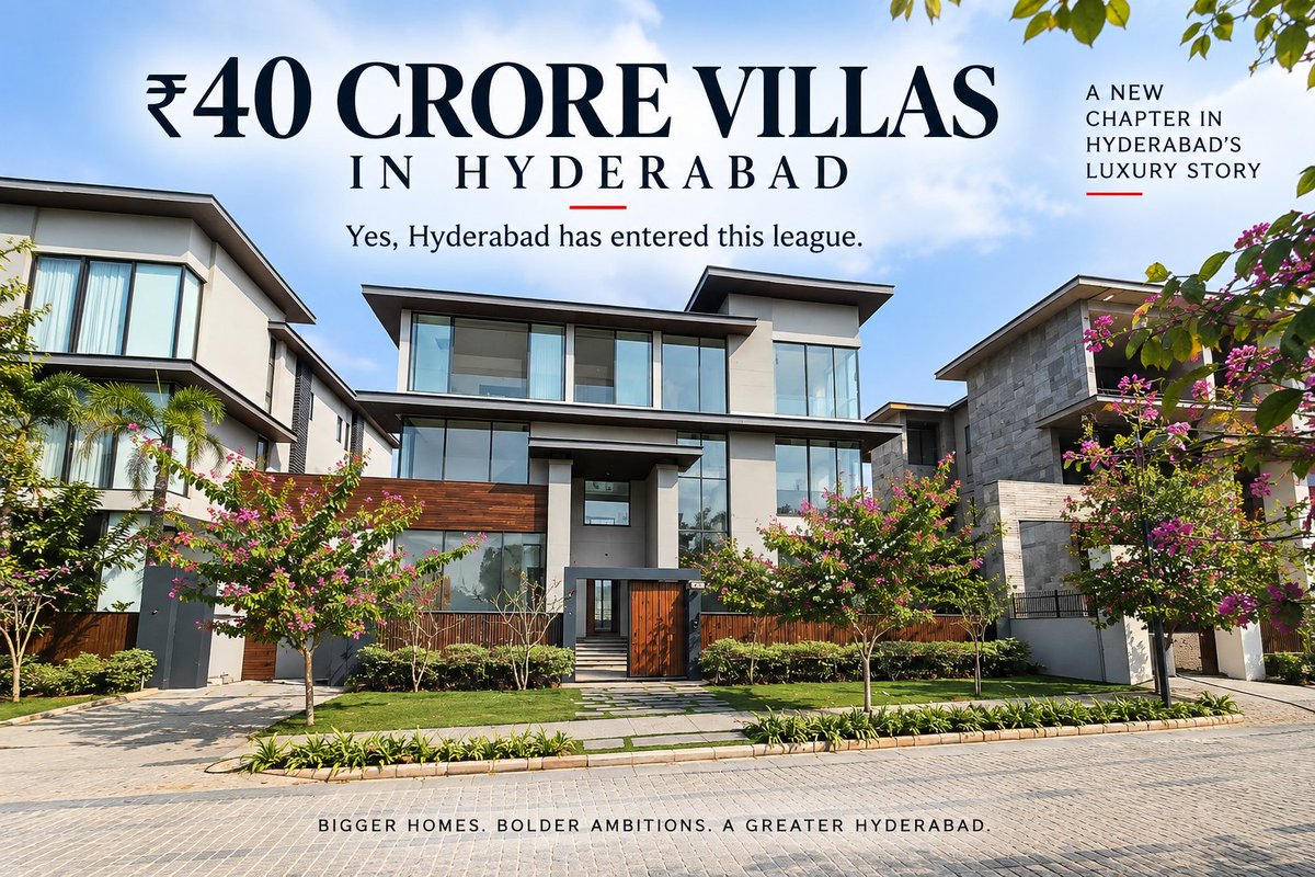 hyderabadprop's tweet photo. ₹40+ CRORE priced villas in Hyderabad - All Soldout

A few years ago, this price point would have sounded extraordinary for Hyderabad residential real estate. Today, ultra-luxury villas are creating a completely different segment of the market. Couple of villas resold at 50+ crores

Hyderabad’s luxury story is evolving, from premium apartments to private residences commanding ₹40-50 Cr and beyond.

The question is no longer whether Hyderabad has luxury real estate. It is: how high can the luxury segment go ?