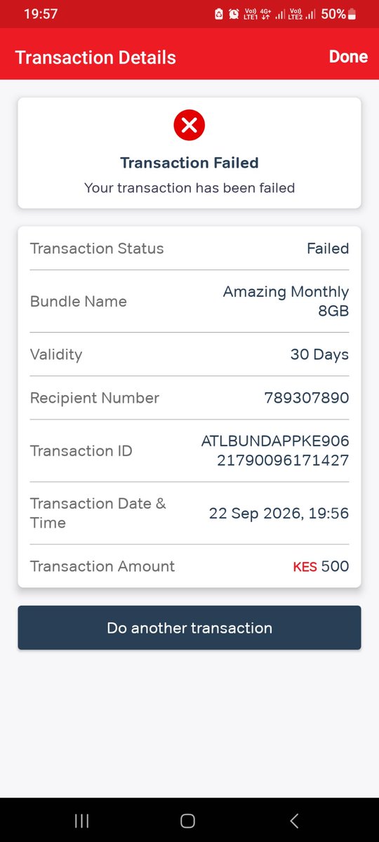 sobrietychannel's tweet photo. @AIRTEL_KE I bought Data via mpesa but imesema transaction failed though ishakata pesa   .UIM1L7ROLO Confirmed. Ksh505.00 paid to TINGG. on 22/9/26 at 7:56 PM https://t.co/eyGlQFe7TK