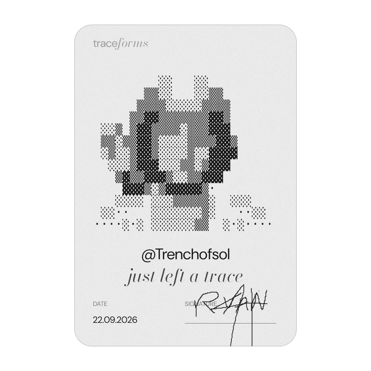 Trenchofsol's tweet photo. Just applied for @traceforms wl by @0xvesty https://t.co/e8RNCvtChL