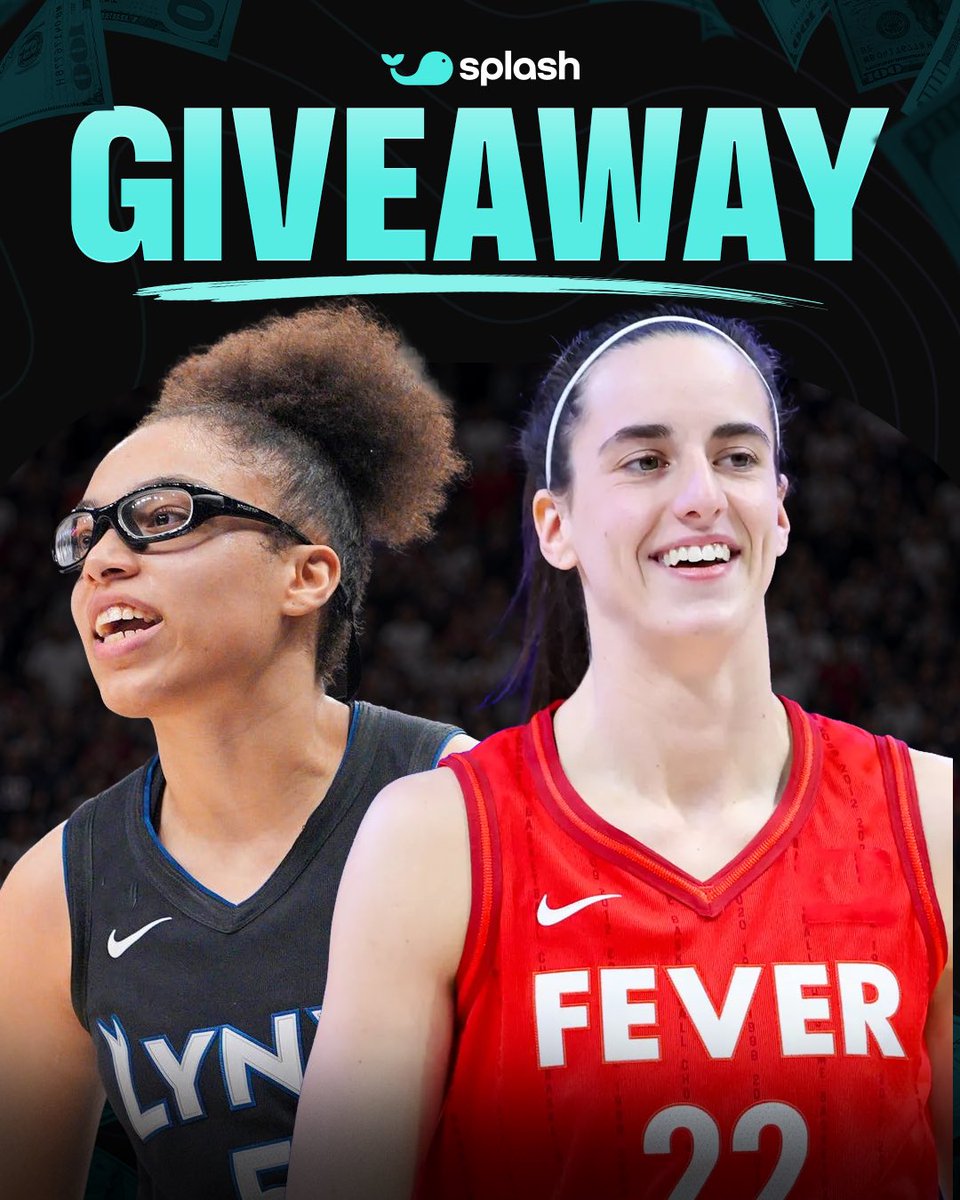 splashsports's tweet photo. 💵 $1,000 QuickPicks Voucher Giveaway! 🏀

If Caitlin Clark & Olivia Miles both get at least 20 points, we'll split $1,000 in QuickPicks Vouchers between 5 people who correctly predict the winner of tonight's Lynx-Fever game 🤝

To enter ⬇️

1. Follow us AND @splashgameday 
2. Like & repost this post 🩵
3. Comment your prediction for the game 💬